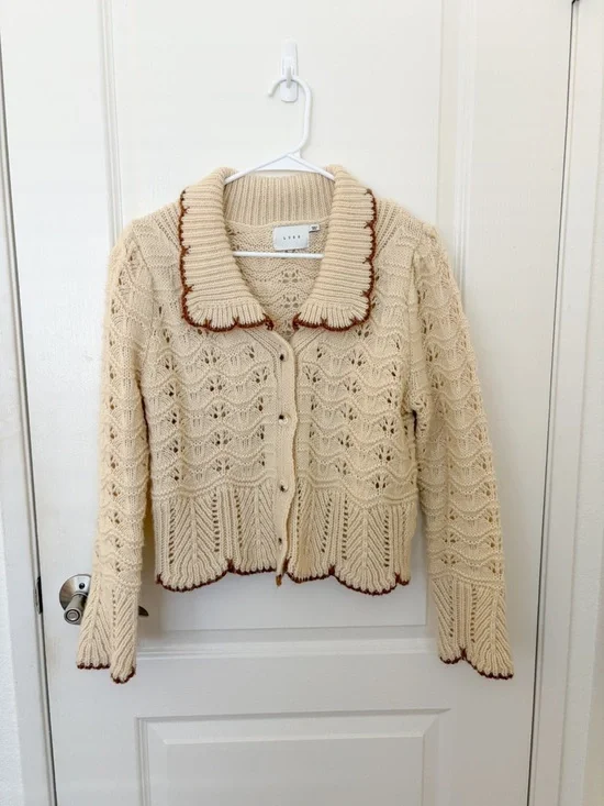 Beige and Brown Collared Cardigan - Picture 1 of 2